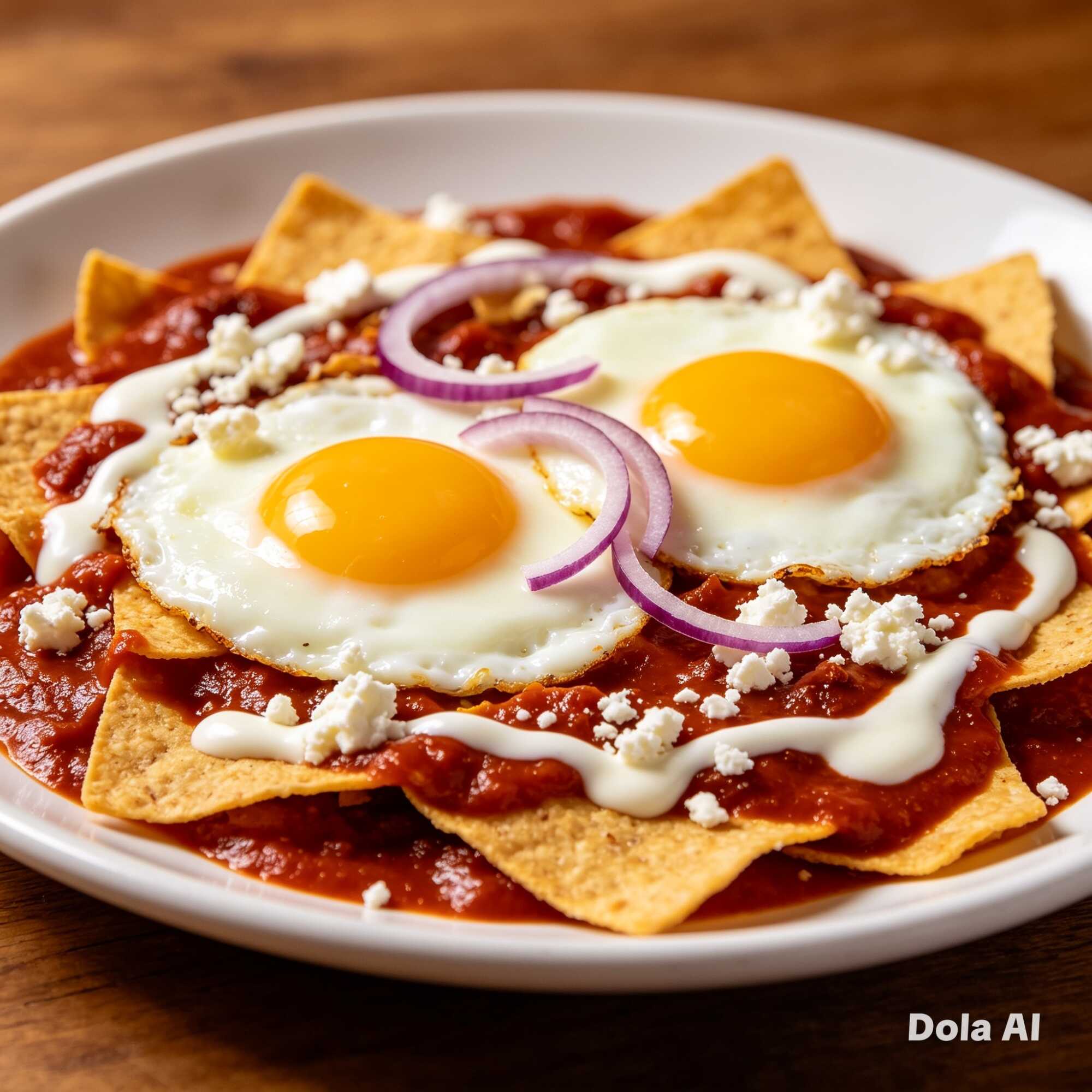 Chilaquiles De Guajillo Especiales con Dos Huevos