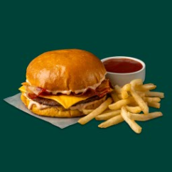 Combo: Hamburguesa con Queso y Tocino + Papas