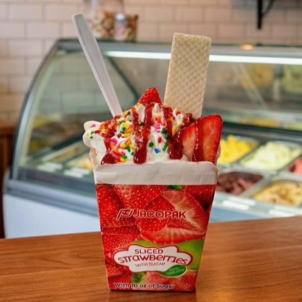 Fresas Congeladas con Crema Especial de la Casa