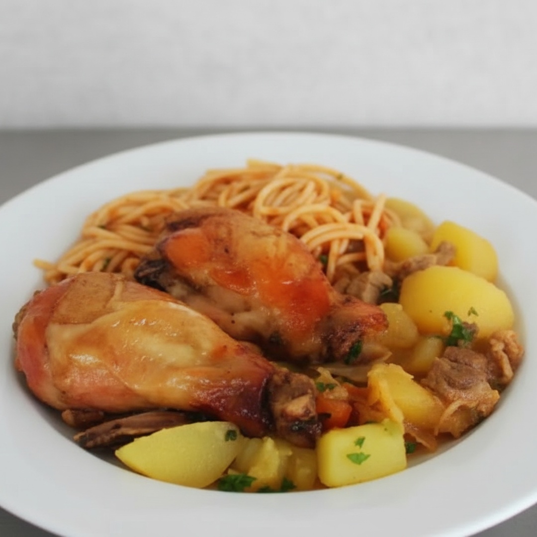 Acompanha arroz, feijão ,salada crua ou cozida, macarrão e farofa pode ir como cortesia- serve 1 pessoa.