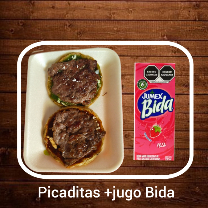 {2} PICADITAS DE BISTEK SALSA +JUGO BIDA