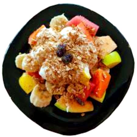 fruta con granola y miel