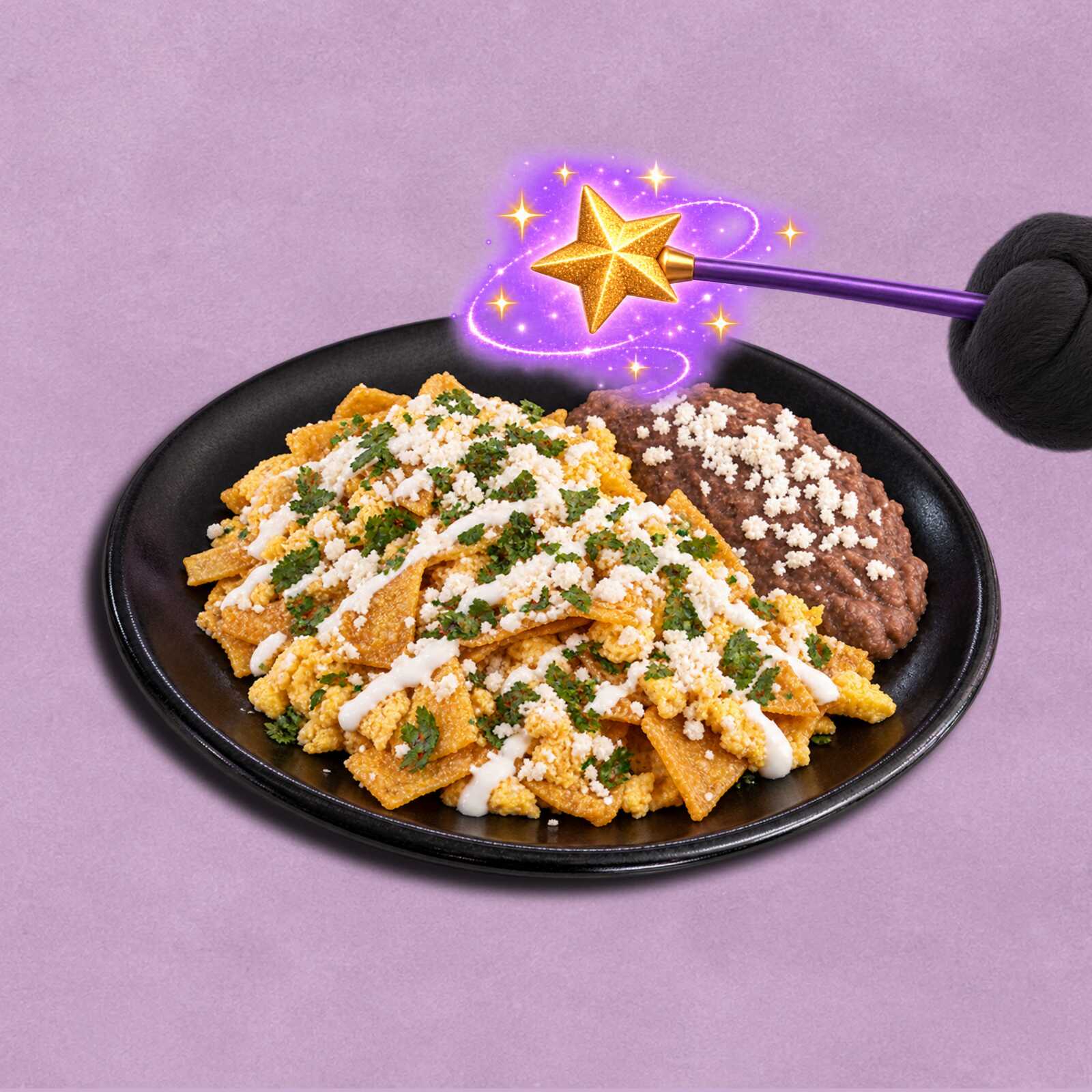 Migas de Tortilla con Huevito y Frijoles