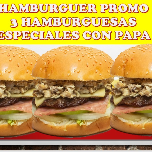 3 Hamburguesa Especiales + Papas