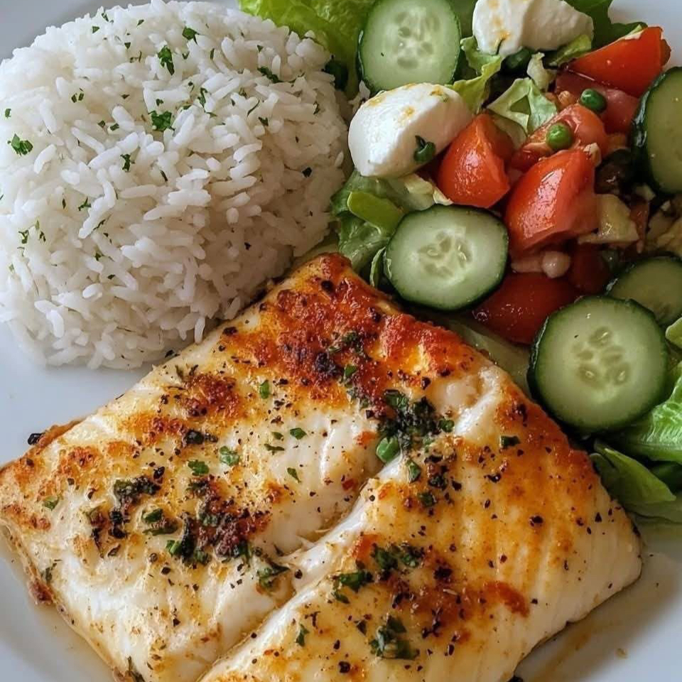 Peixe (300 g)
Filé de peixe grelhado, com aproximadamente 300 g, acompanhado de salada fresca preparada com ingredientes selecionados.