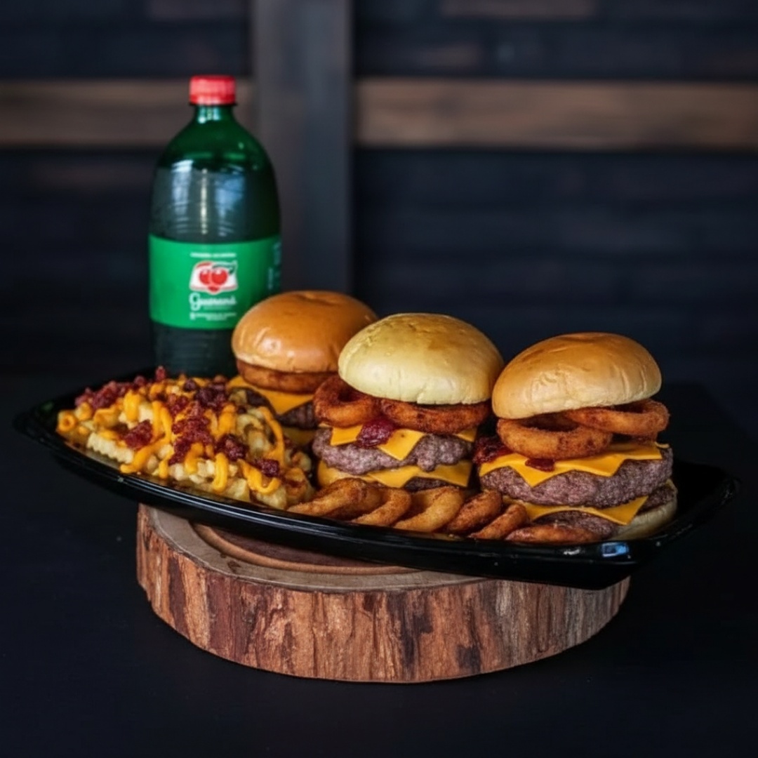 Acompanha 2 lanches 04, batata turbinada e refri de 1l