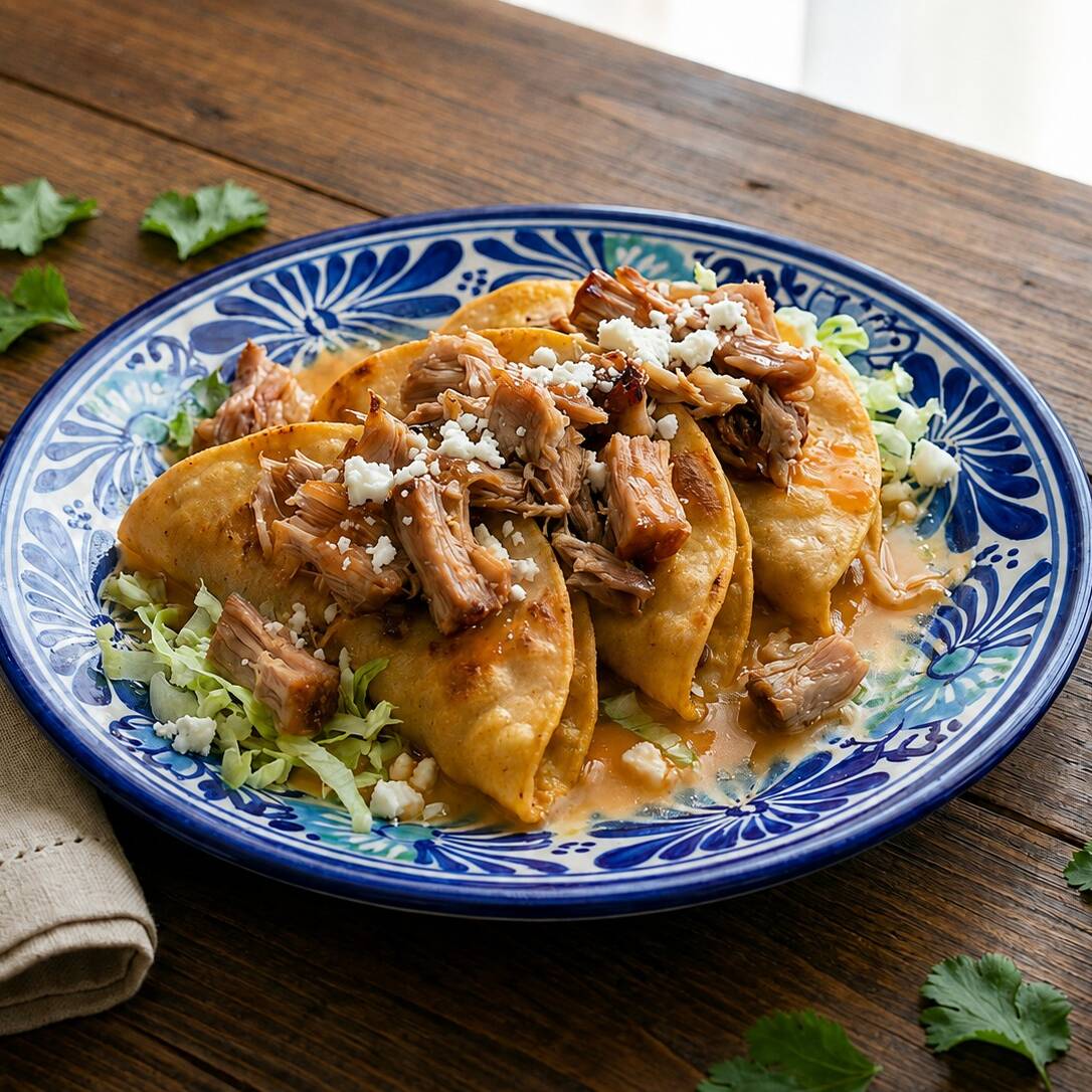 Taco dorado con carnitas