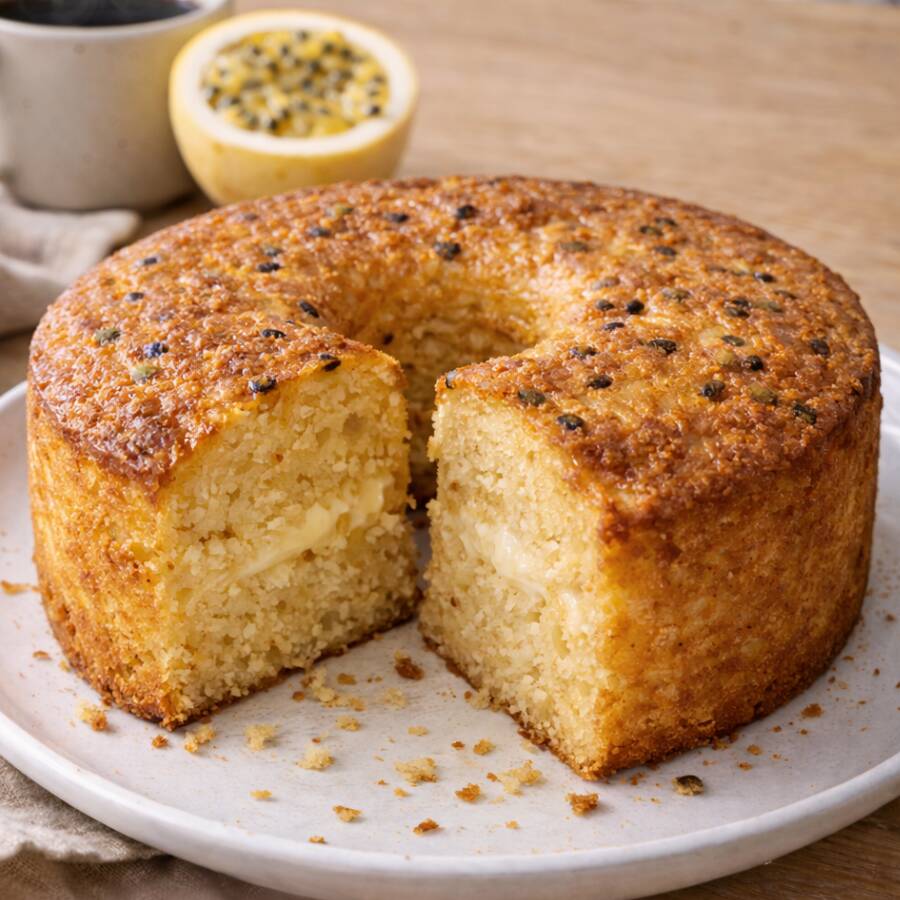 Bolo Com Aroma Natural e Inconfundível Do Maracujá, Massa Suave, Fofinha e Sabor Levemente Cítrico Que Conforta. Perfeito Pro Café Da Manhã Ou Chá Da Tarde. Bolo De 22 Cm.