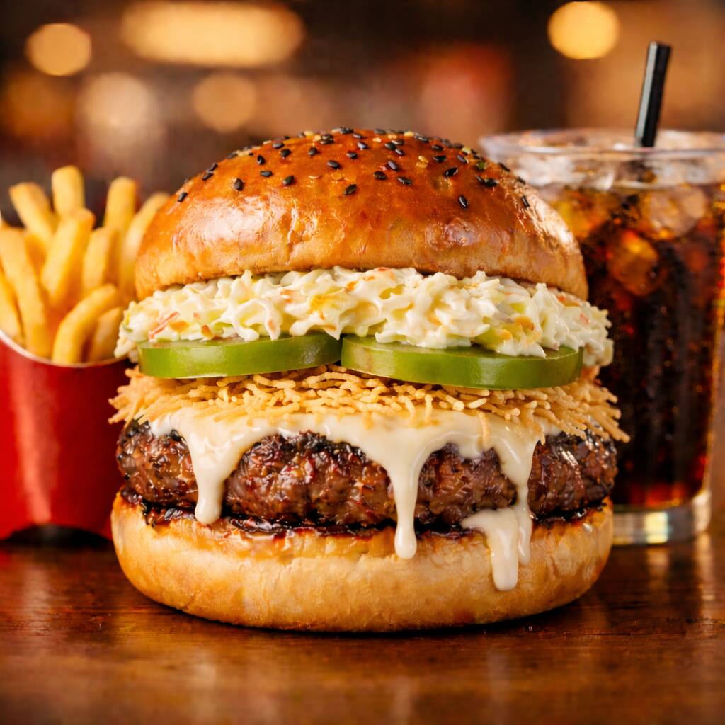 Combo Cheese Burguer Paisa + Papas +gaseosa