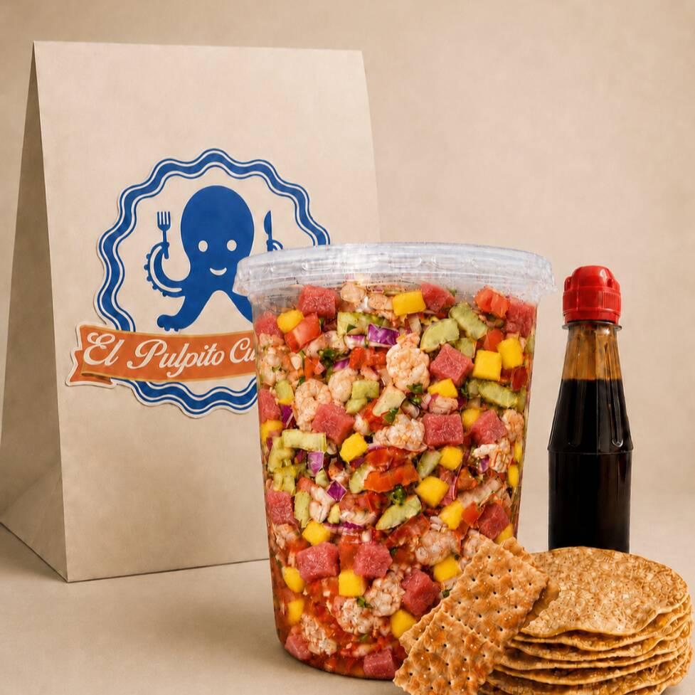 1 Litro Ceviche camaron, Atún y mango.