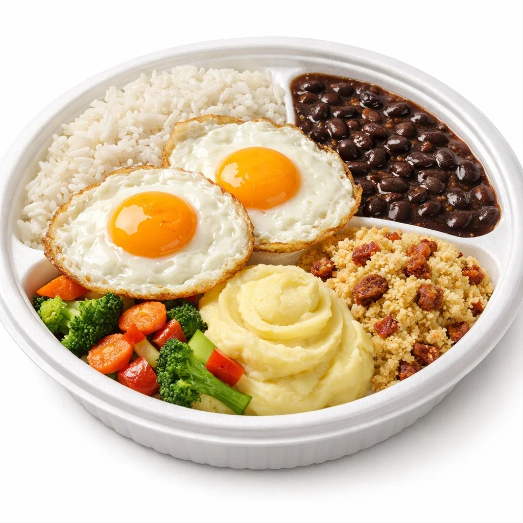 Monte sua marmitex ate 3 complementos extras ! Todas elas vão arroz branco e feijão preto.