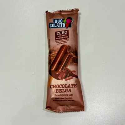 Picolé Duo Gelatto Chocolate Belga 50g Zero Açúcar