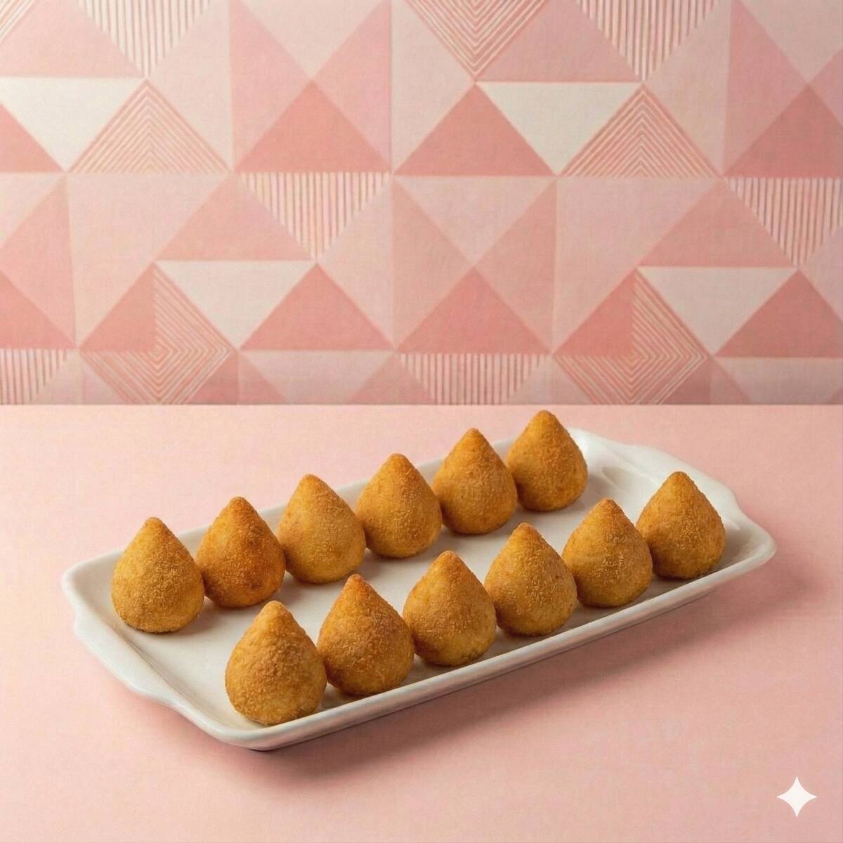 10 unidades de salgadinhos podendo ser coxinha, bolinha de queijo e/ou sabor de pizza