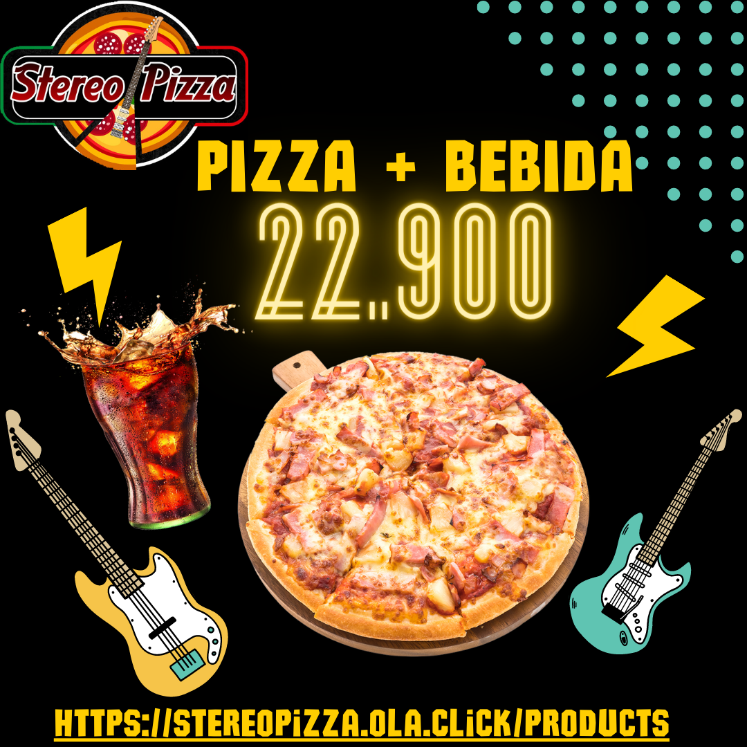 Pizza 8 Porciones 2 Ingredientes 35cm + 2 Bebidas
