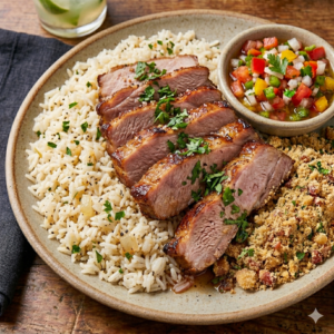 Deliciosa Porção de Pernil (120g) feita na hora, acompanhado de arroz, farofa e vinagrete!
Você tambem pode adicionar bebida a parte!