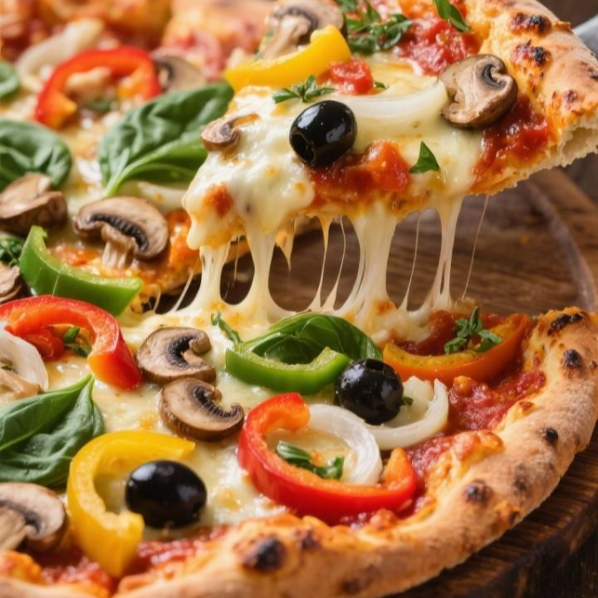 Molho de tomate caseiro, queijo mussarela , presunto ,ovo , pimentão, cebola