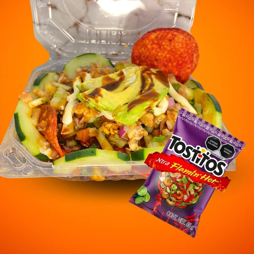 TOSTICEVICHE DE CAMARON FLAMIN HOT
