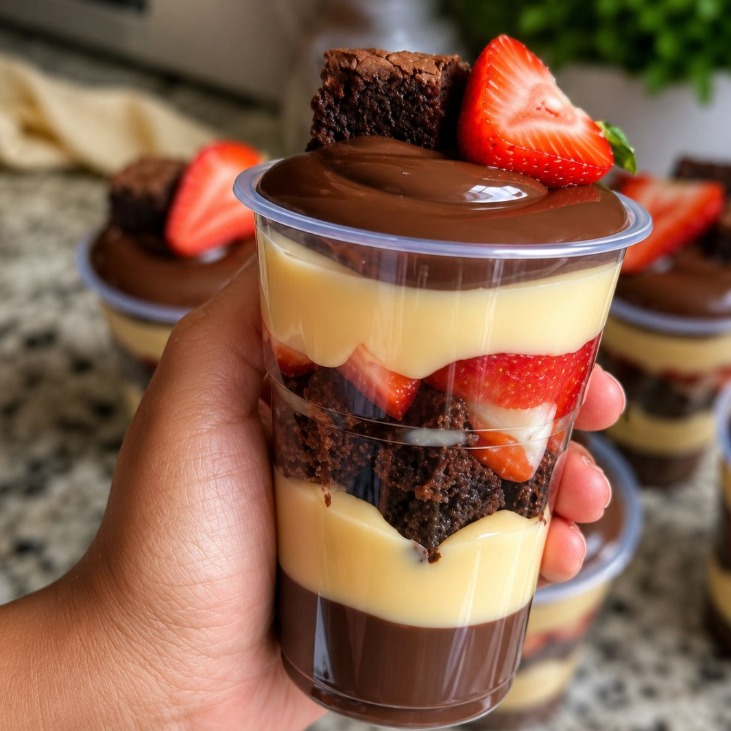 Recheio de sua preferência com brownies.