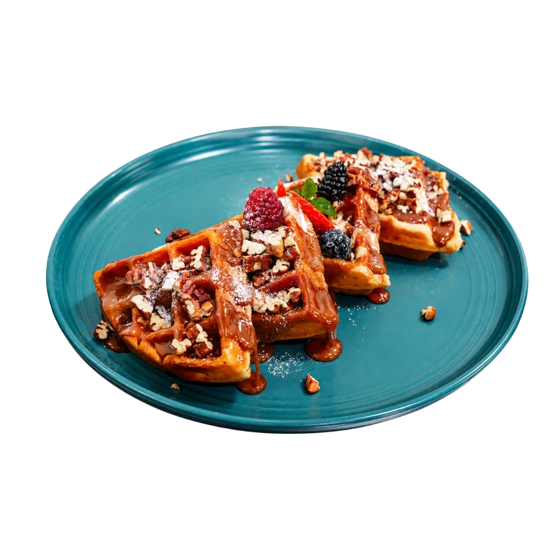 WAFFLE CON CAJETA Y NUEZ