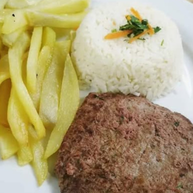 Pepsi 350ml + Hamburguesa + Arroz + Papas Fritas