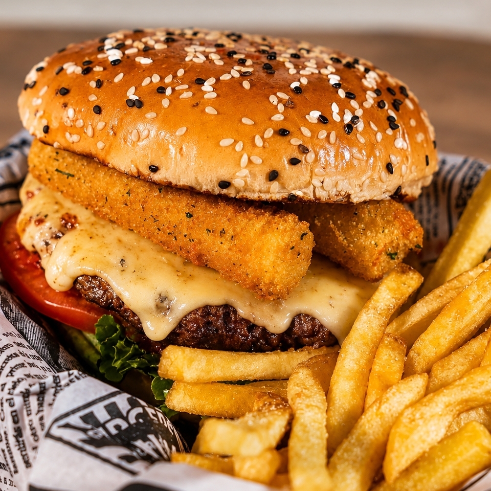 Cheese Burguer con papas francesa