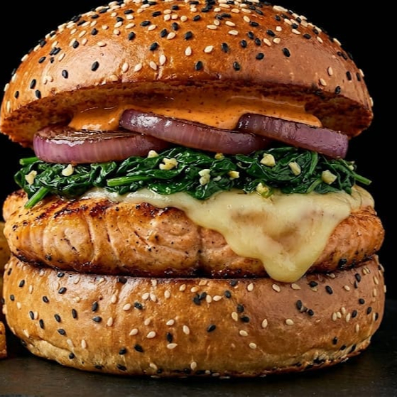 Hambuerguesa de Salmon Salvaje de Alaska