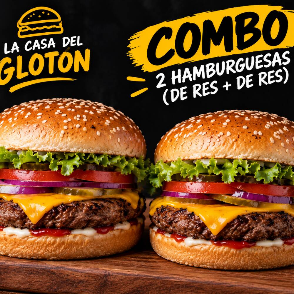 Combo pareja hamburguesa de res