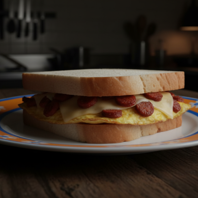 Sándwich de huevo con chorizo (El Chori-Gouda)