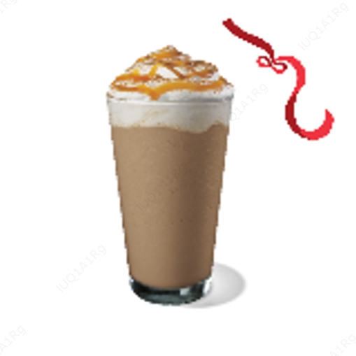 "Frappuccino na base café, leite, xarope de avelã e gelo batido. Finalizado com chantilly de baunilha, calda de caramelo e um toque de canela.
*O chantilly pode derreter durante a entrega.*"