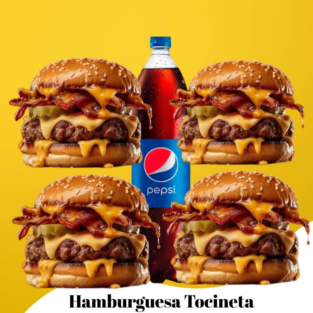 COMBO - 4 Hamburguesa + Gaseosa 1L