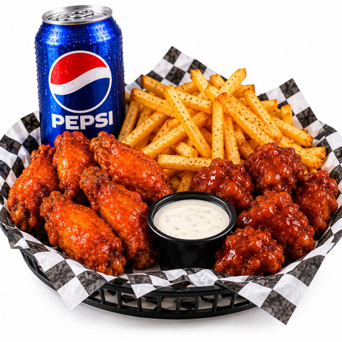 5 Boneless + 5 Alitas + Papas + Ranch + PEPSI