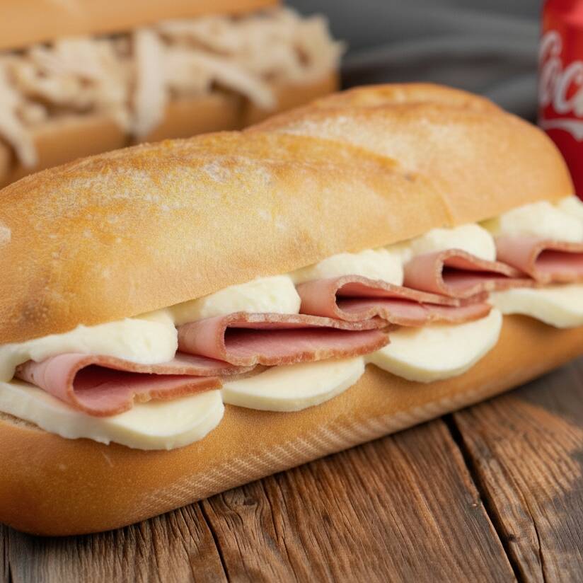 Baguete, lombinho, mussarela e requeijão. O preparo é aquecido, se desejar frio solicite em observações.