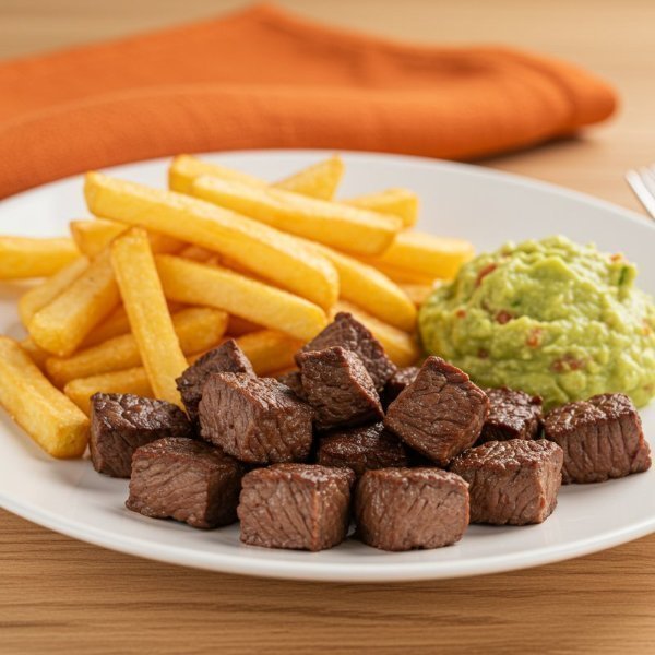 Arrachera con Guacamole y Papas