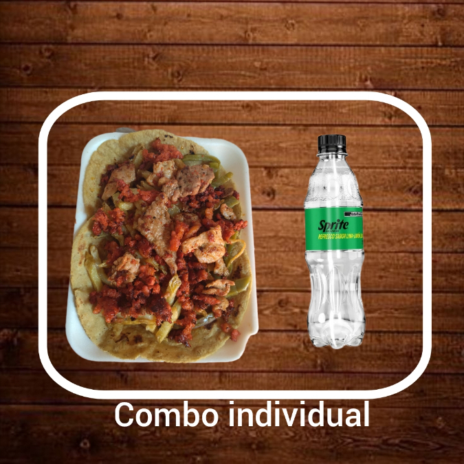 COMBO Individual Taco Bisteck, Longaniza+refresco