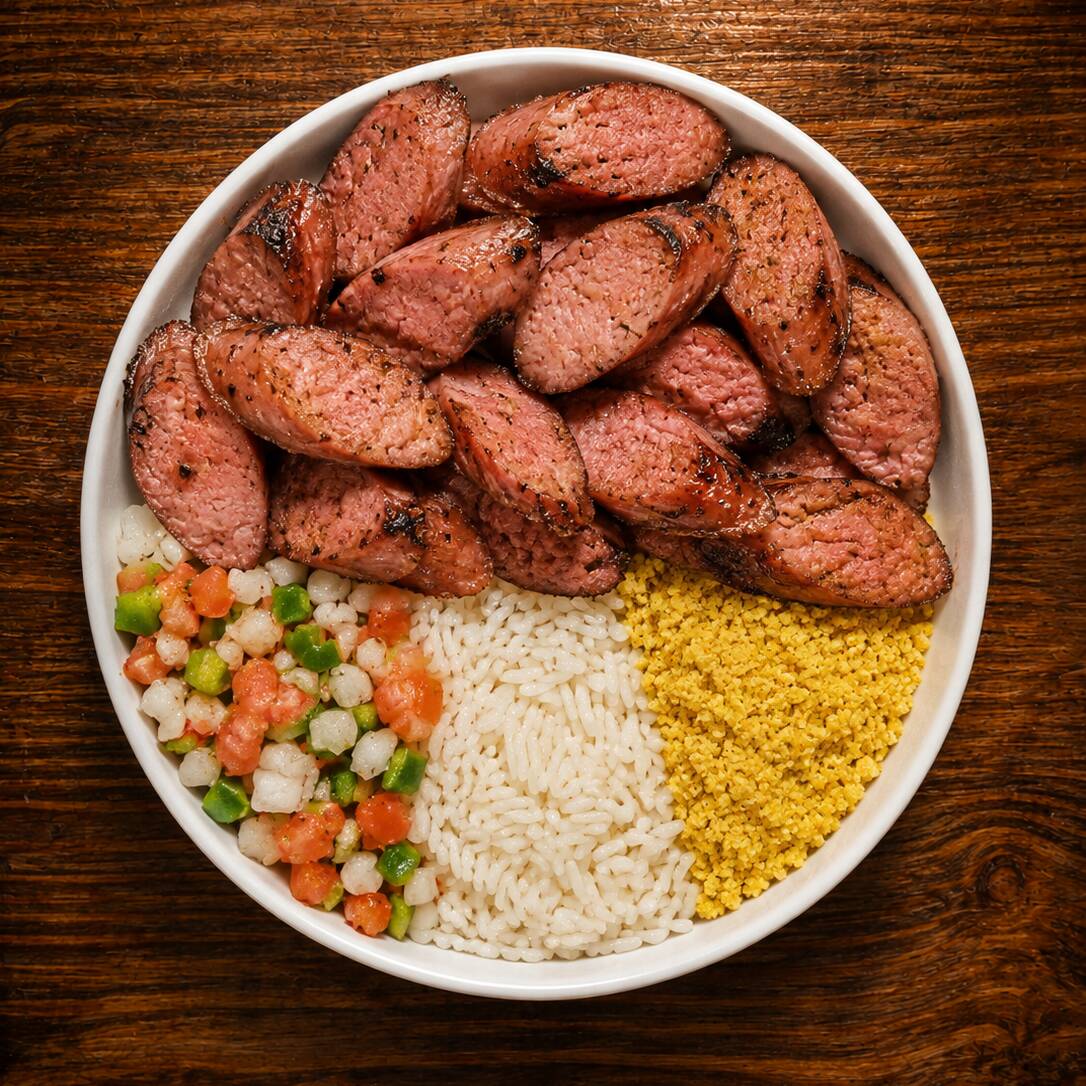 Marmita Pequena de Churrasco 🔥
Aquele churrasco caprichado na medida certa! LINGUIÇA bem temperado, acompanhados de arroz soltinho, farofa e **vinagrete de brinde**. Uma refeição completa, saborosa e perfeita para matar a fome sem exagero. 😋🥩🍗