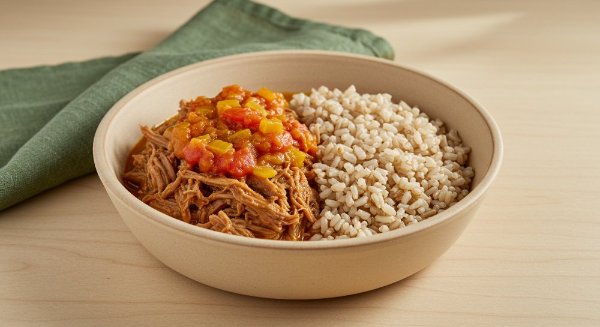 Res desmechada con salsa criolla