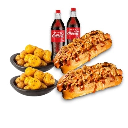 SUPER COMBO 2 Perros + 2 Papas + 2 Coca-Cola