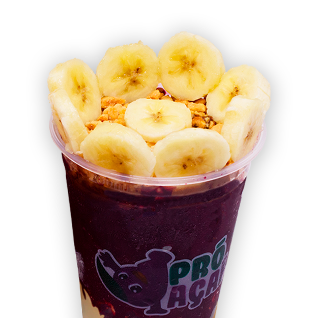 Combinação perfeita para quem ama sabor e energia! Açaí cremoso acompanhado de banana fresquinha, granola crocante e aquele toque irresistível de leite condensado. Uma explosão tropical que conquista em cada colherada!