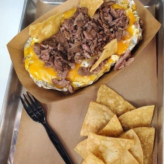 Papa Asada con Cecina o Arrachera (150 G).