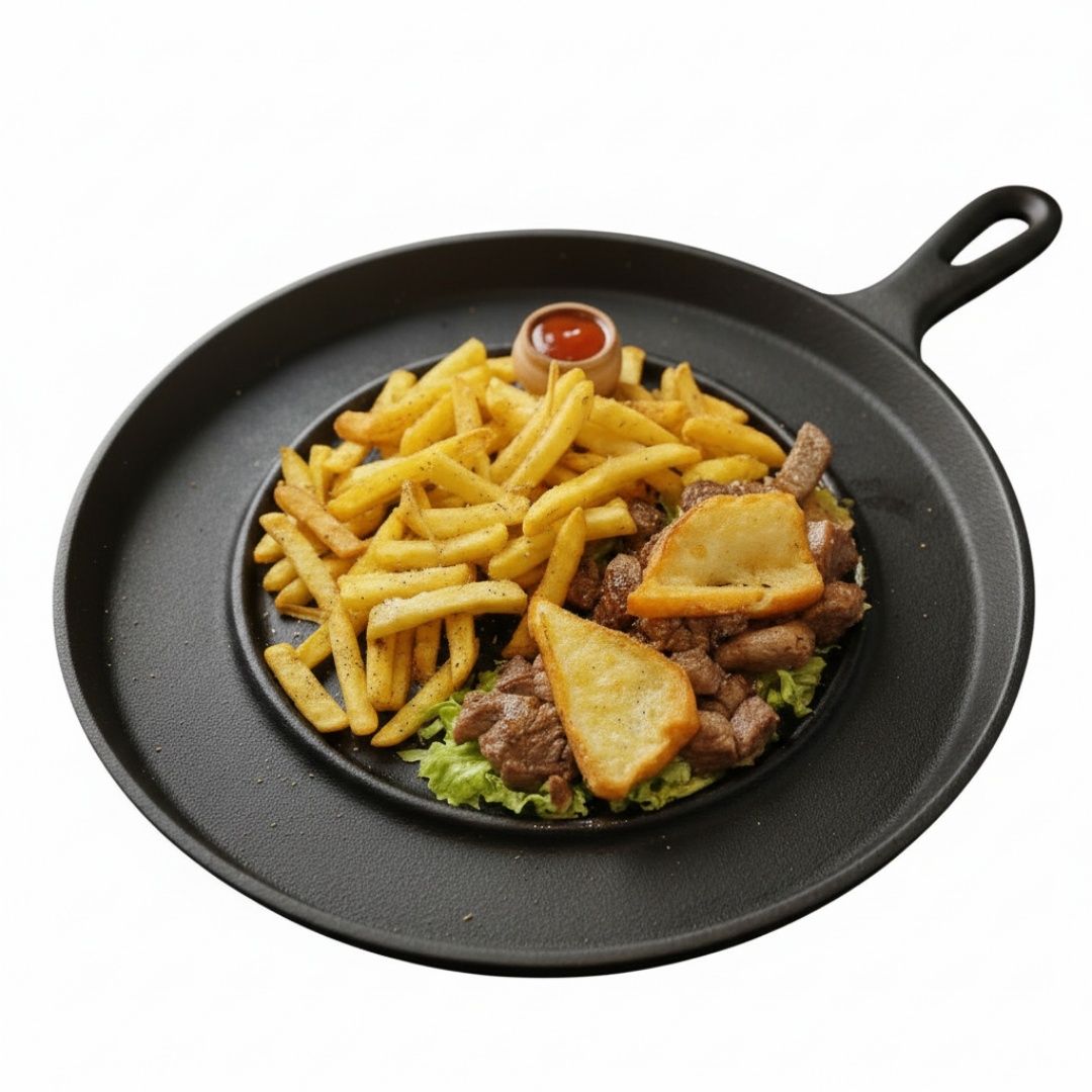 Carne de sol em cubos com Queijo Coalho em batata frita