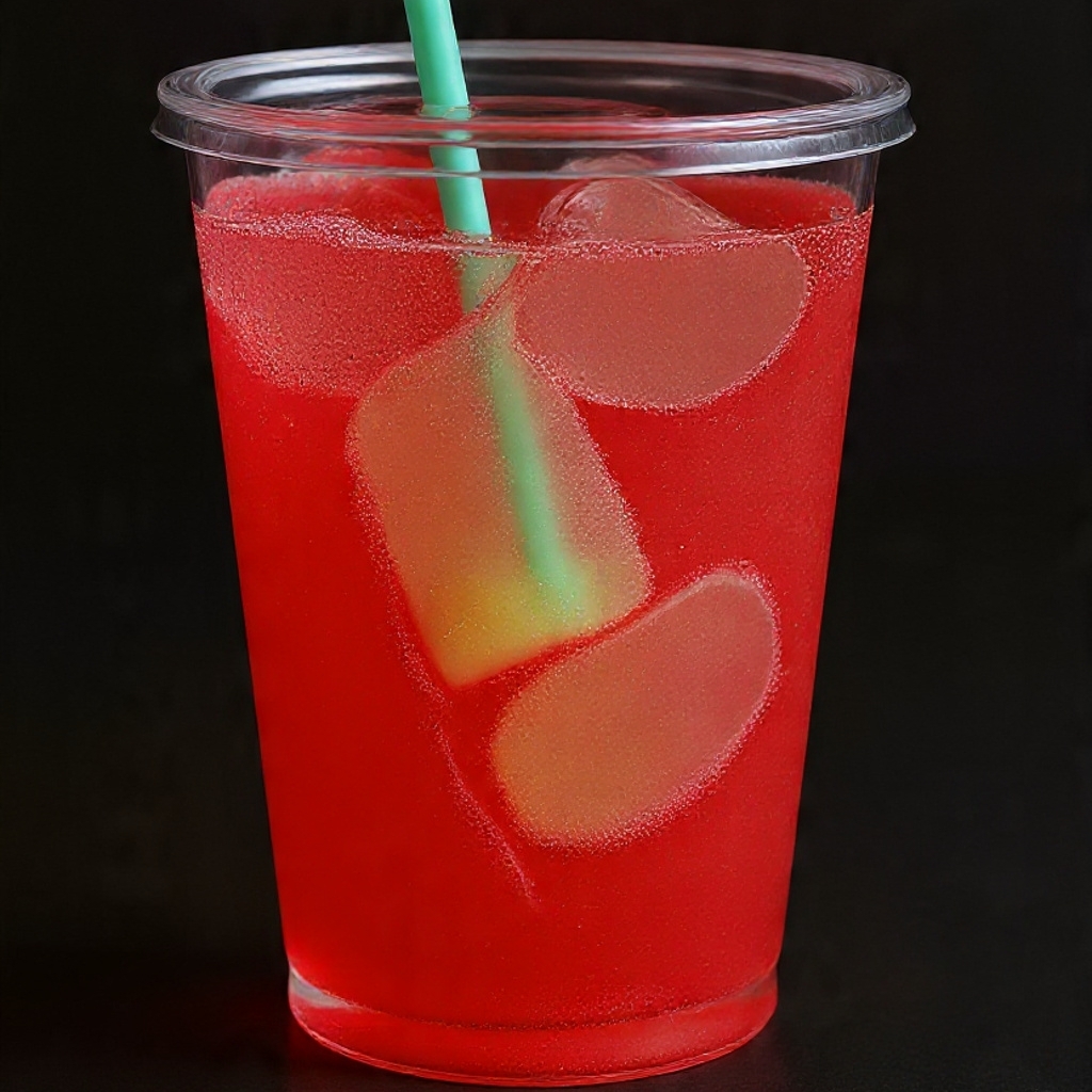 Copo de 700ml com gin eternity + energético de melância + gelo saborizado sabor morango