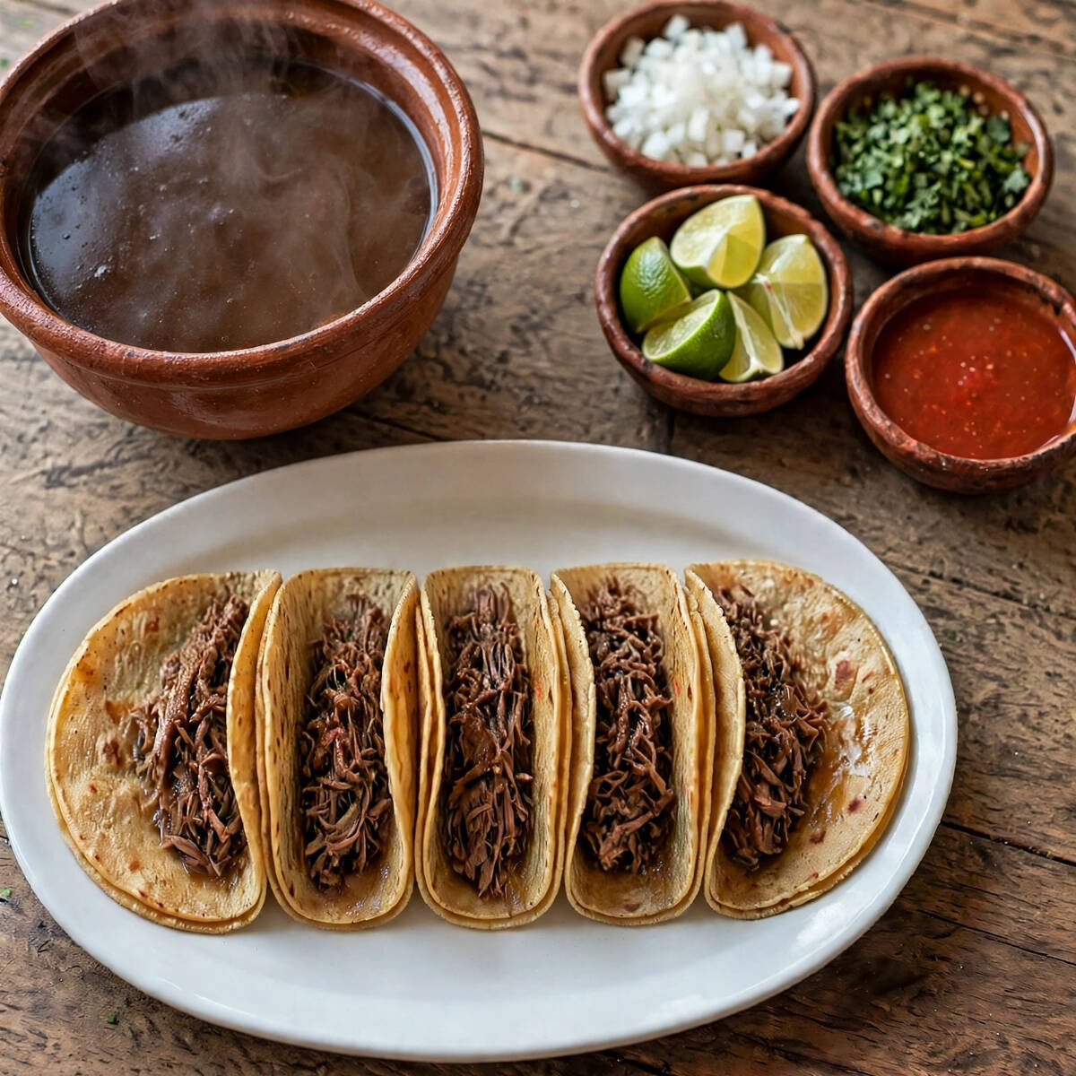 5 Tacos Suaves+ 1L Consomé Sin Carne
