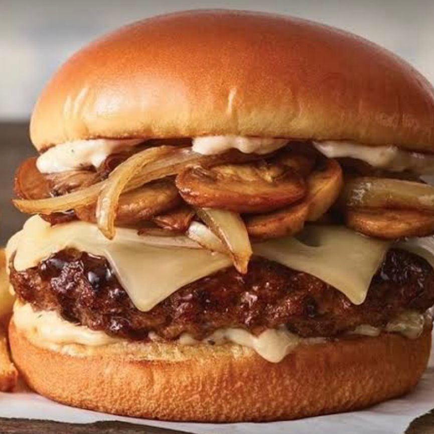 hamburguesa (champiñones)+papas ala francesa