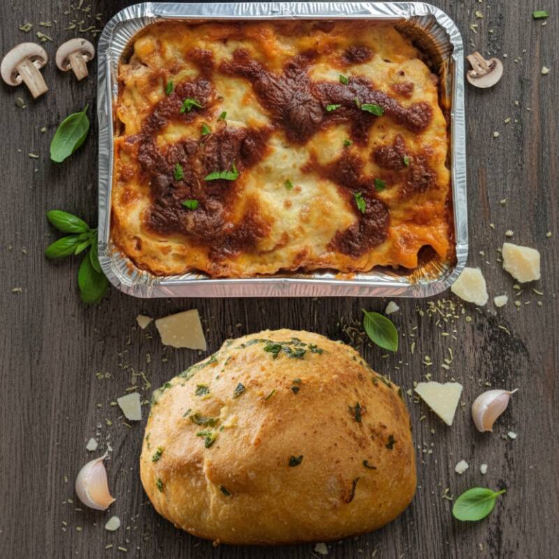 LASAÑA CHICA 370 GRAMOS+ 1 PIEZA PAN DE AJO
