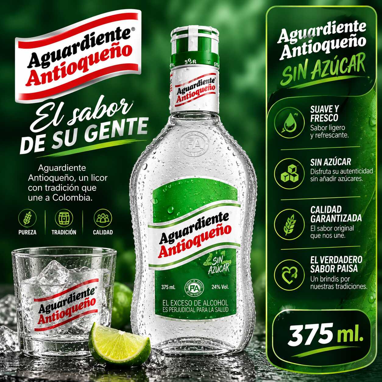 Aguardiente Antioqueño Verde X 375ML