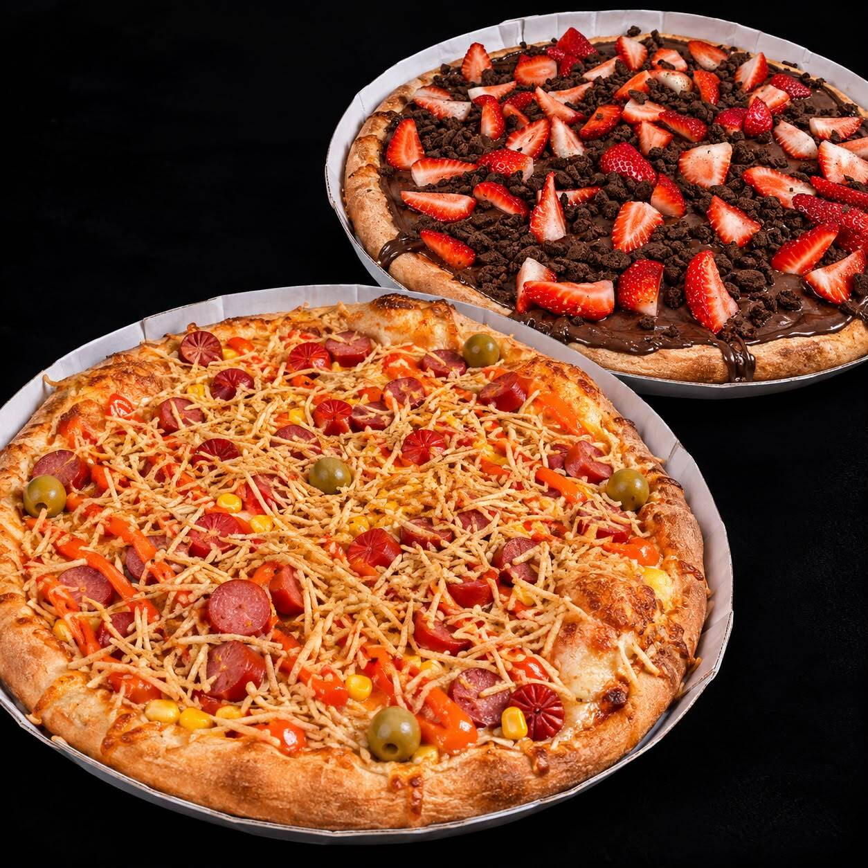 2 Super Pizza com Desconto - ! Pizza Hot Dog - Pizza Doce Sensação