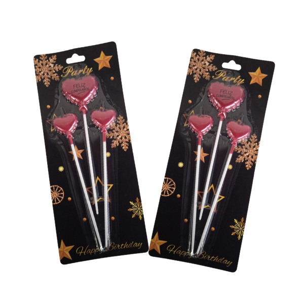 Velitas corazón rojo cromadas x 3 und