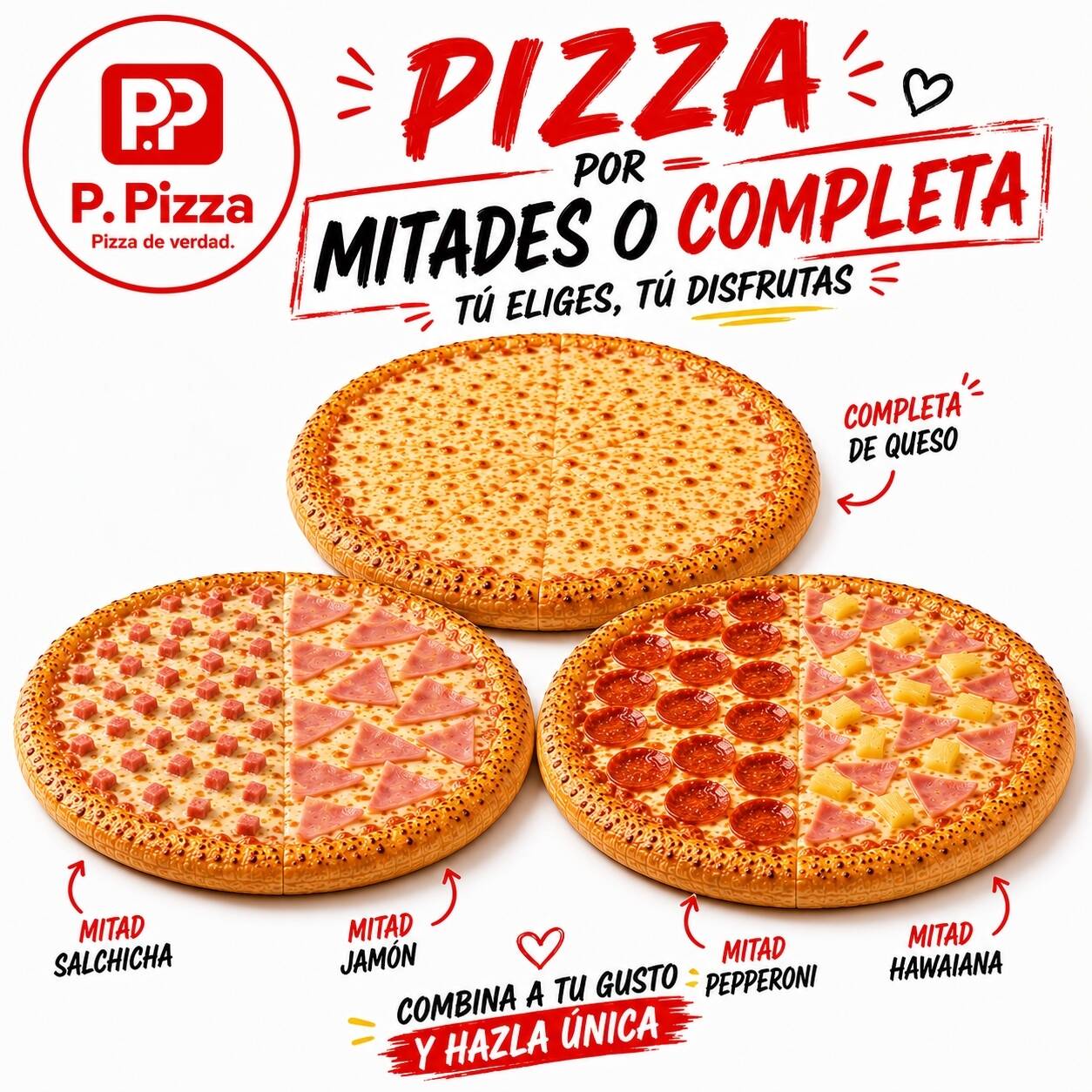 Pizza Grande (Completa o Mitades)