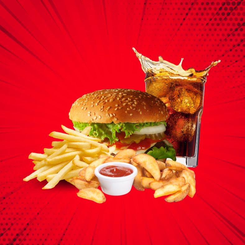 Combo 🍔 Clásica +50gr. Papas + 80gr.Gajos + Ref.