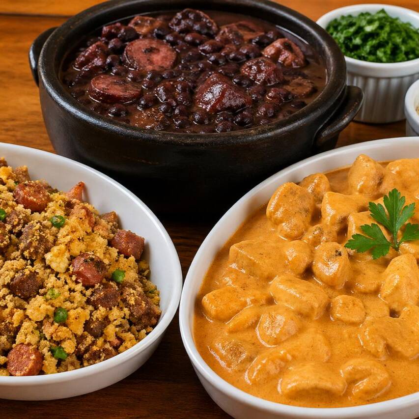 Leve 10 marmitas de Sua preferencia. Strogonoff de Frango, Feijoada e Tropeiro